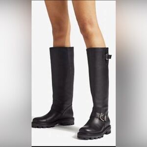 Jimmy Choo Black Over the Knee Boots size 37, Biker II Tall New with box